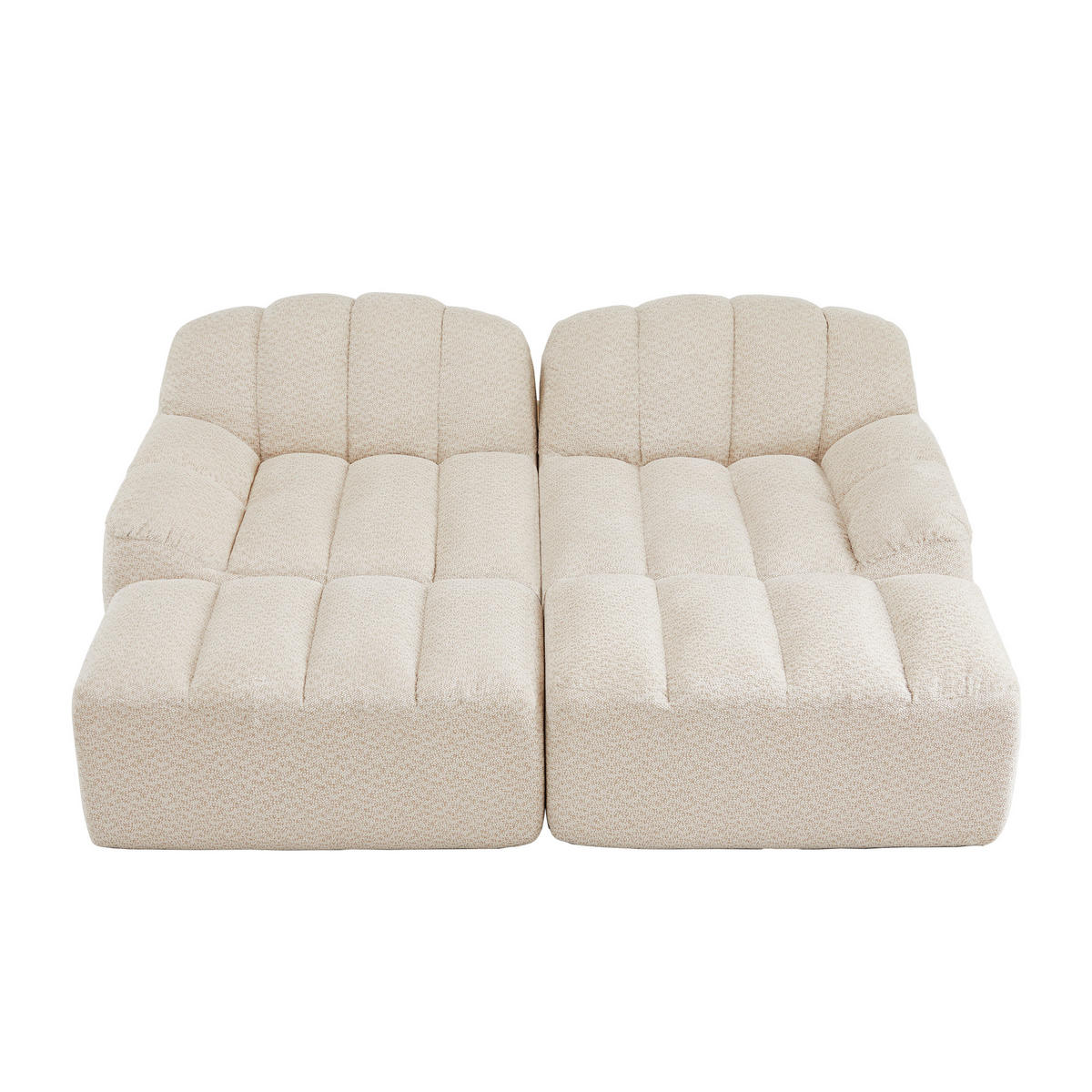 2-SITZER-SOFA DE-34312 mit 2 Ottomans Beige - Beige, Textil (165/79/210cm) - ComfortXL