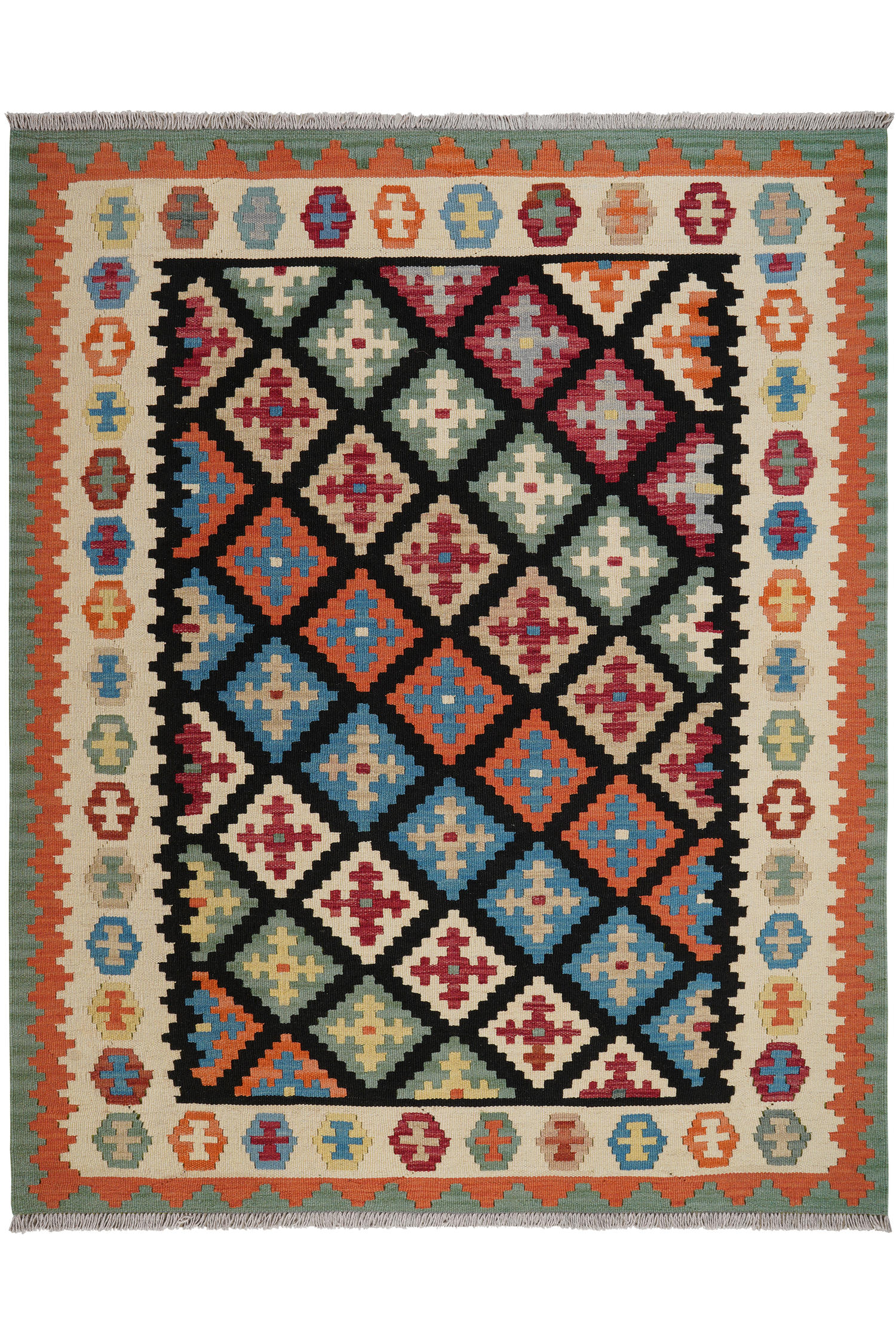 HANDWEBTEPPICH Kelim Gashgai Schwarz 194/157 cm Schurwolle - Schwarz, Textil (157/194cm) - Looma