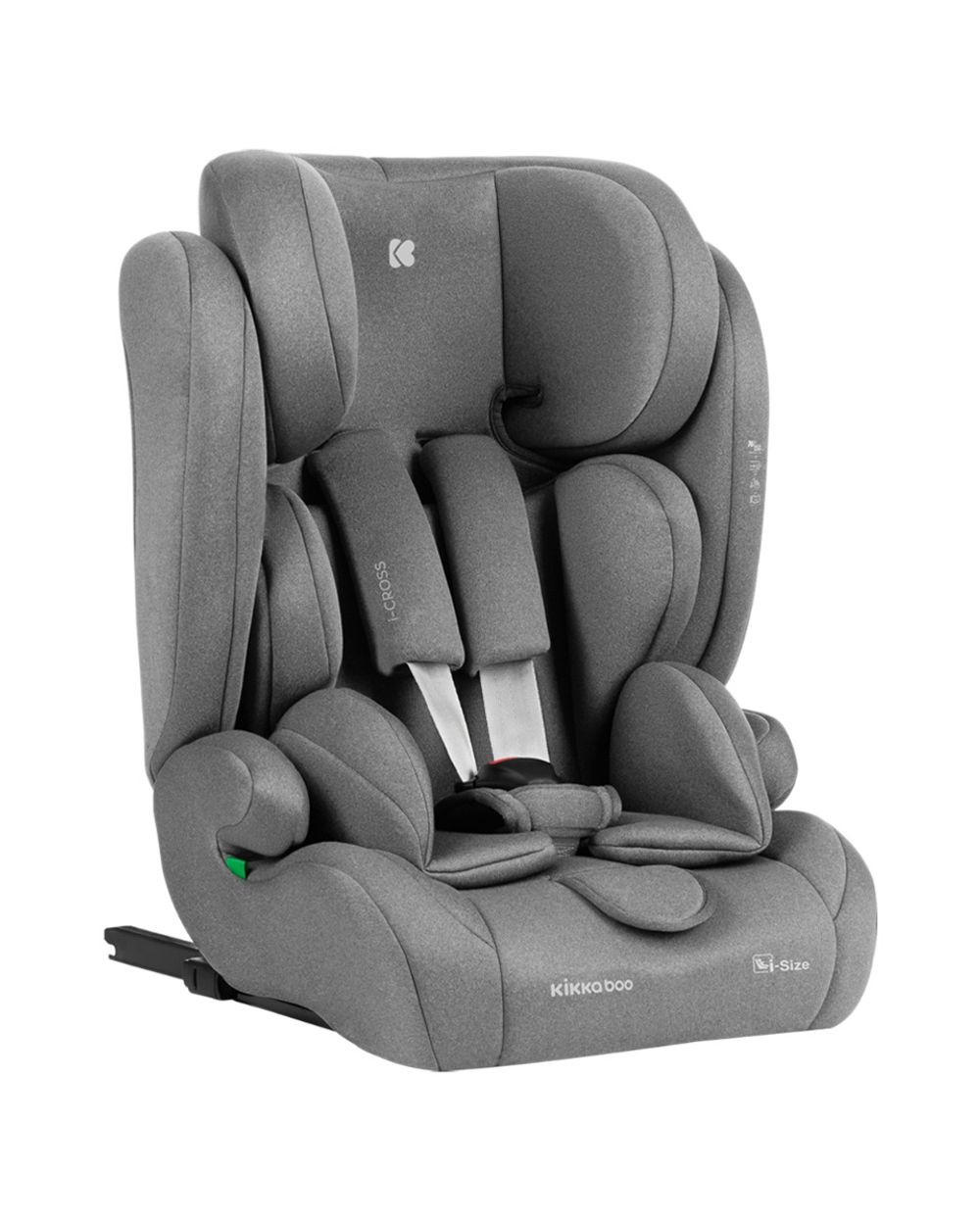 KINDERSITZ i-Cross i-Size grau (76-150cm) Isofix Top Tether Kopfstütze Gurt - Grau, Kunststoff (40/56/49cm) - Kikka boo