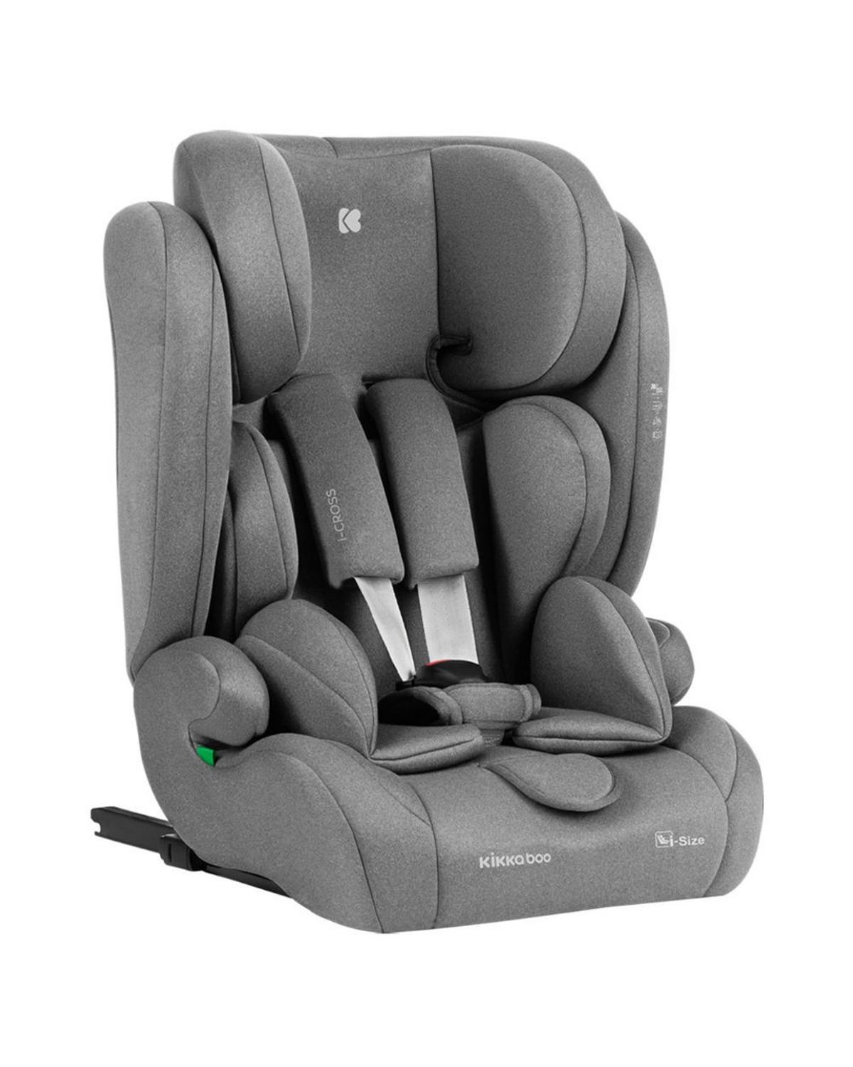 KINDERSITZ i-Cross i-Size grau (76-150cm) Isofix Top Tether Kopfstütze Gurt - Grau, Kunststoff (40/56/49cm) - Kikka boo
