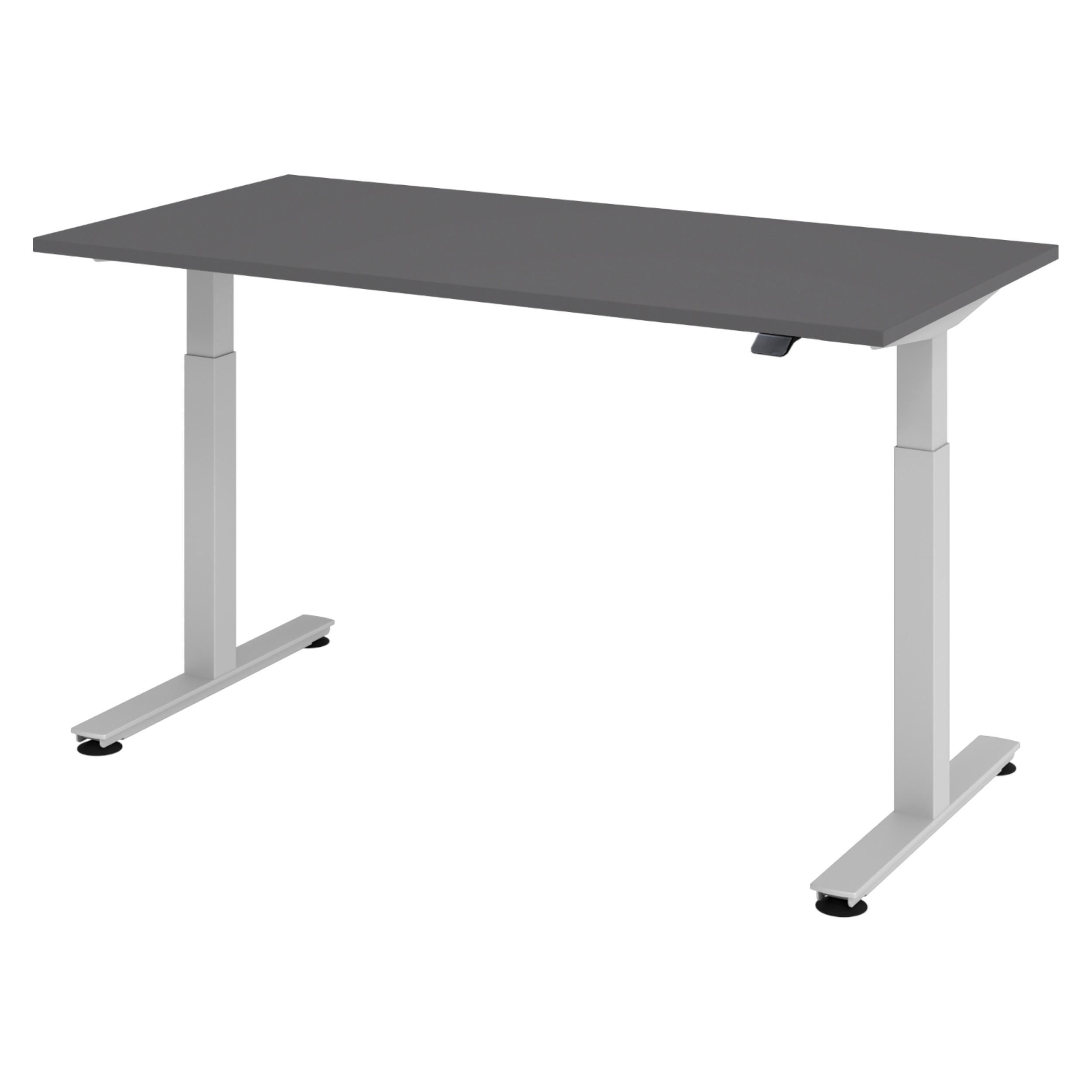 SCHREIBTISCH elektrisch XMST 80/160/74 cm in Graphitfarben/Silberfarben - Silberfarben/Graphitfarben, Holzwerkstoff (80/160/74cm) - bümö