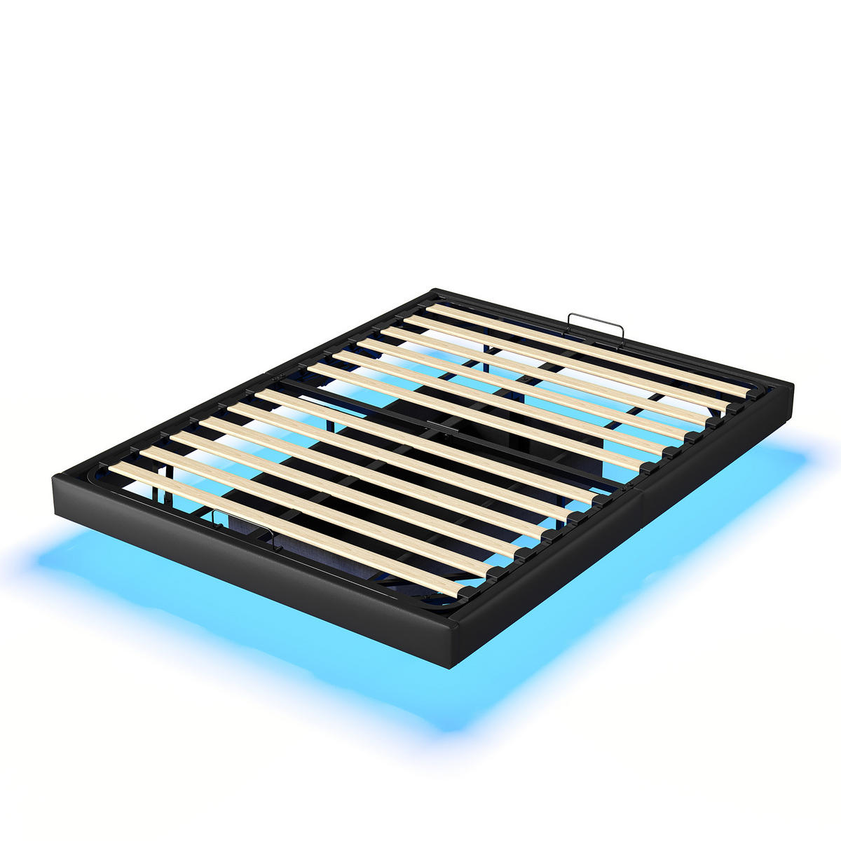 POLSTERBETT 160x200 cm mit LED, Leinenbett, Lattenrost, Doppelbett, Schwarz - Schwarz, Textil/Metall (160/200cm)