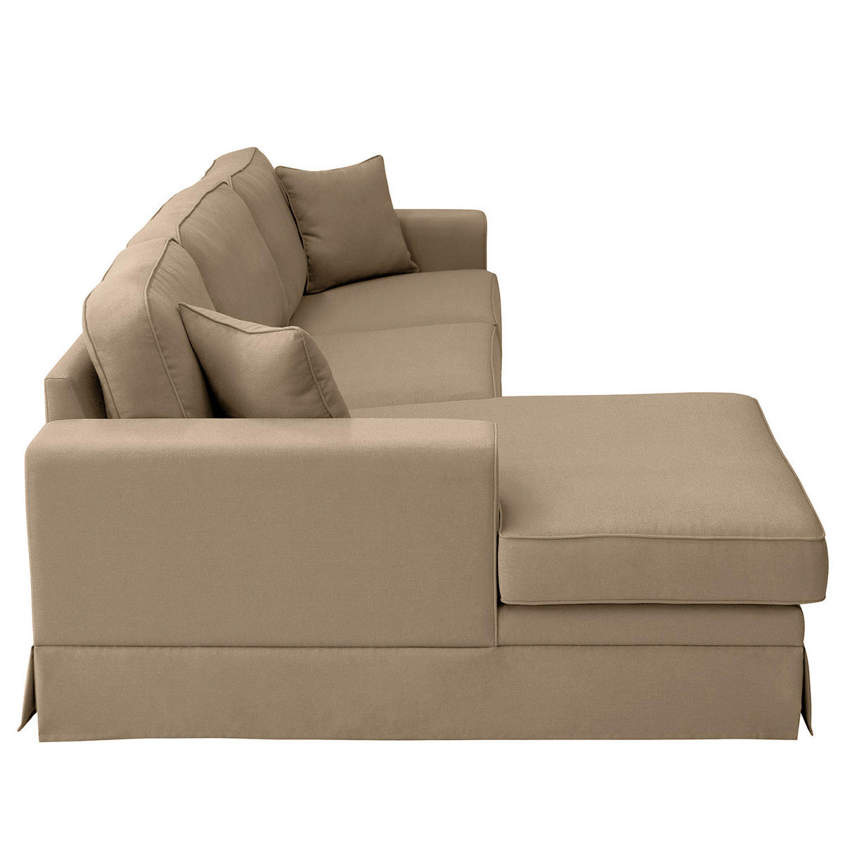 ECKSOFA mit Husse - Longchair, Webstoff - Hellbraun/Schwarz, Kunststoff/Textil (300/165cm) - home24
