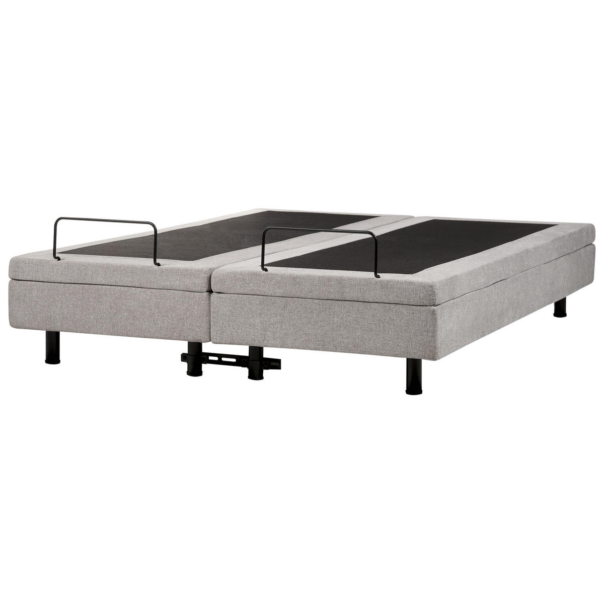 VERSTELLBARESBETT 160/200 cm Hellgrau Duke II - Hellgrau/Schwarz, Textil (160/200cm) - Beliani