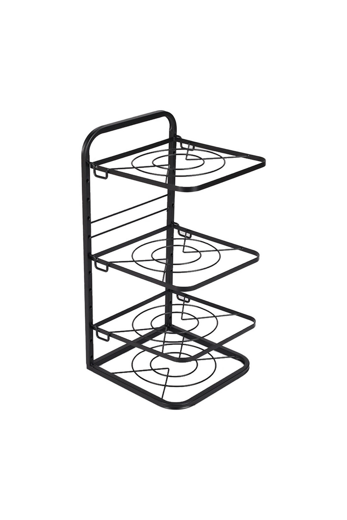 TOPFREGAL 4-stufig aus Eisen in Schwarz Stabile Sturktur Gute Luftzirkulation Shutzschichtung 26,5 x 26 x 52,5 cm - Schwarz, Metall (26.5/52.5/26cm) - Livingandhome