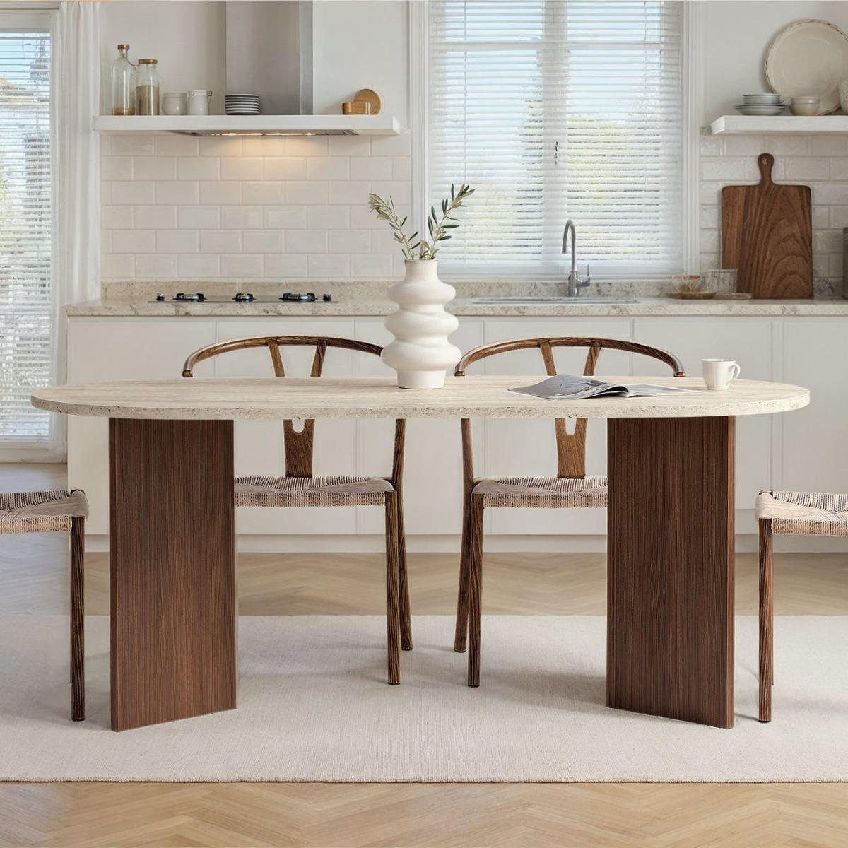 ESSTISCH mit abgerundeten Kanten sable 180/75/89,5 cm - Eichefarben, Holzwerkstoff (96/89.5/75cm) - Calicosy