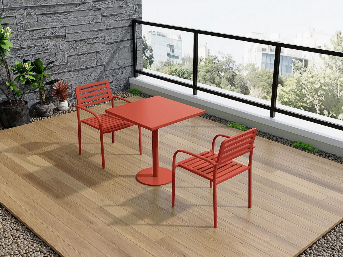 2ER-SET Gartensessel stapelbar aus Metall – Terracotta – NILY von MYLIA - Braun, Metall - Vente-Unique