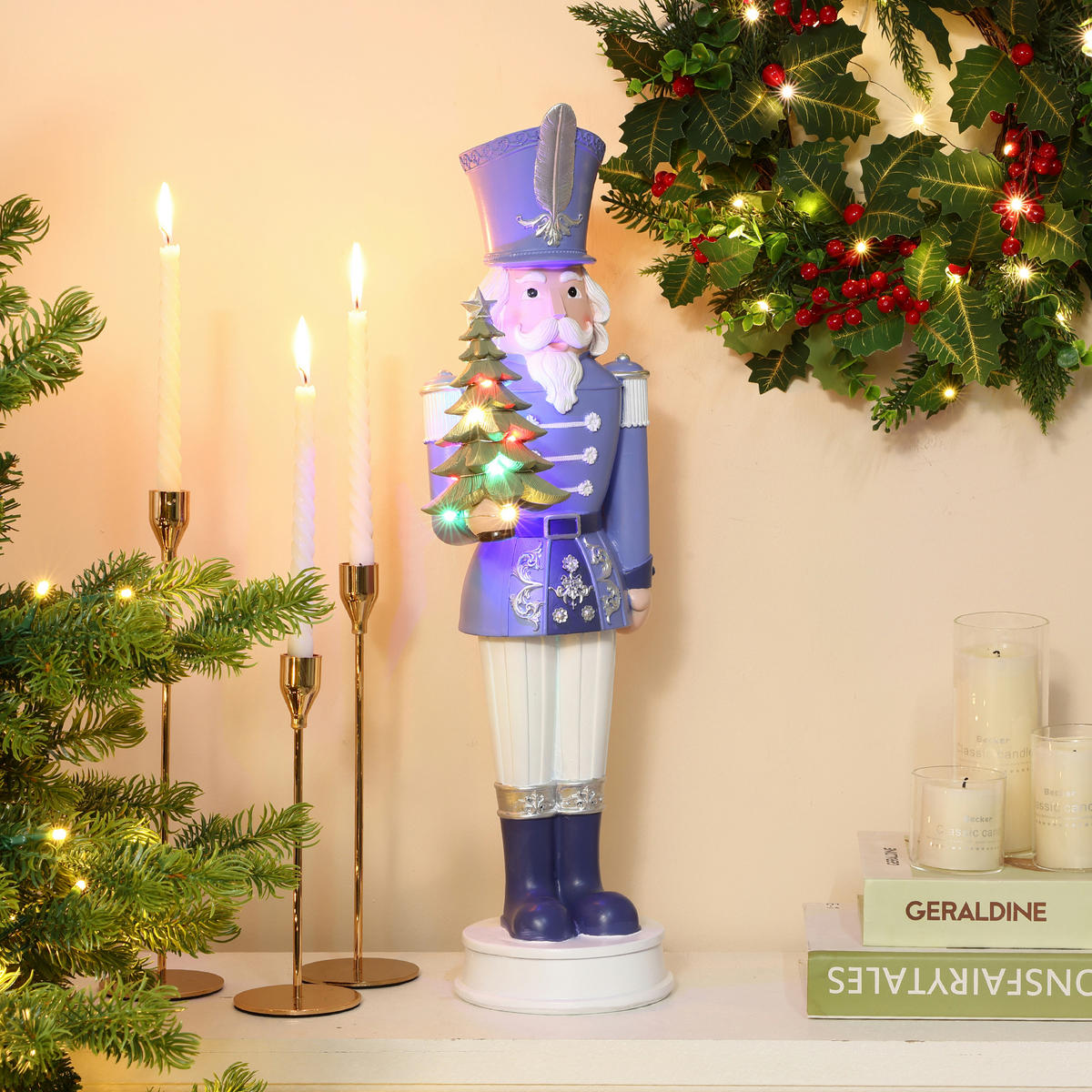 NUSSKNACKER Figur mit LED | B18.5 x T19 x H55 cm - Blau, Kunststoff (18.5/55/18.5cm) - 24Bottles