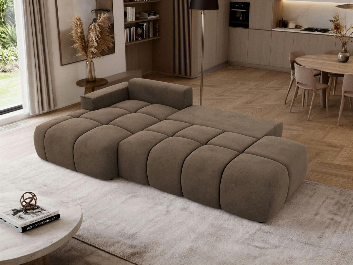 ECKSOFA LORAN L Braun Velvet - Links - Schwarz/Braun, Kunststoff/Textil (170/292cm) - MKS