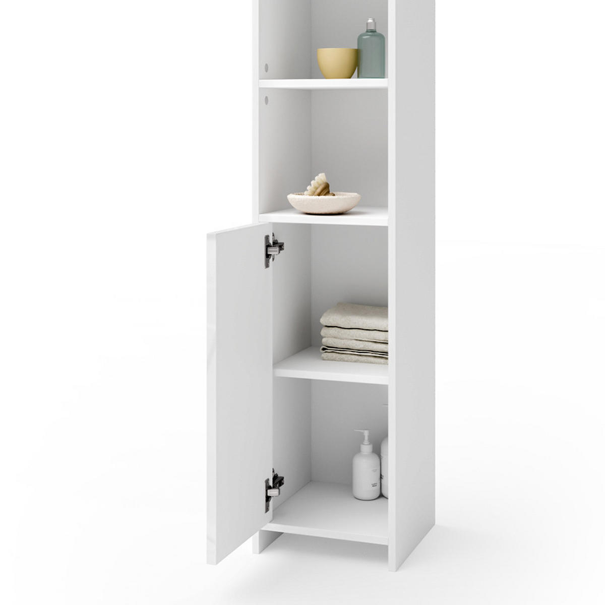 BADSCHRANK Kiko Weiß 30 x 190 cm - Weiß, Holzwerkstoff (30/195/30cm) - Vicco