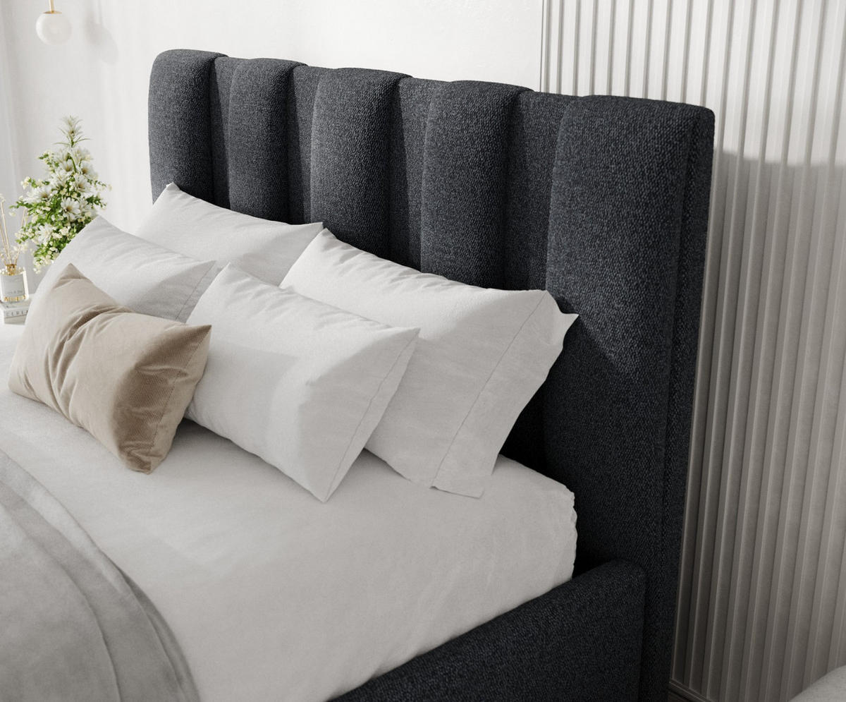 POLSTERBETT Loom 120/200 cm Anthrazit im Riva Stoff - Anthrazit/Naturfarben, Holz/Holzwerkstoff (120/200cm) - AltaBeds