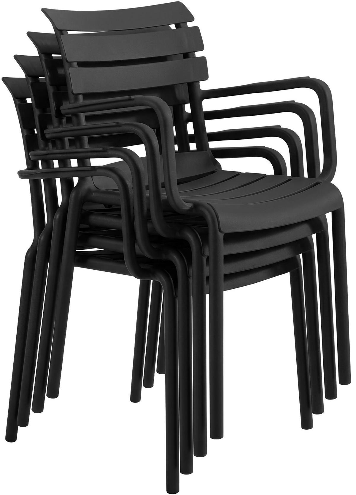 GARTENMÖBEL-SET Nora 4 Stühle 186x186x82cm Kunststoff Schwarz Balkonset - Schwarz, Kunststoff - DELUKE