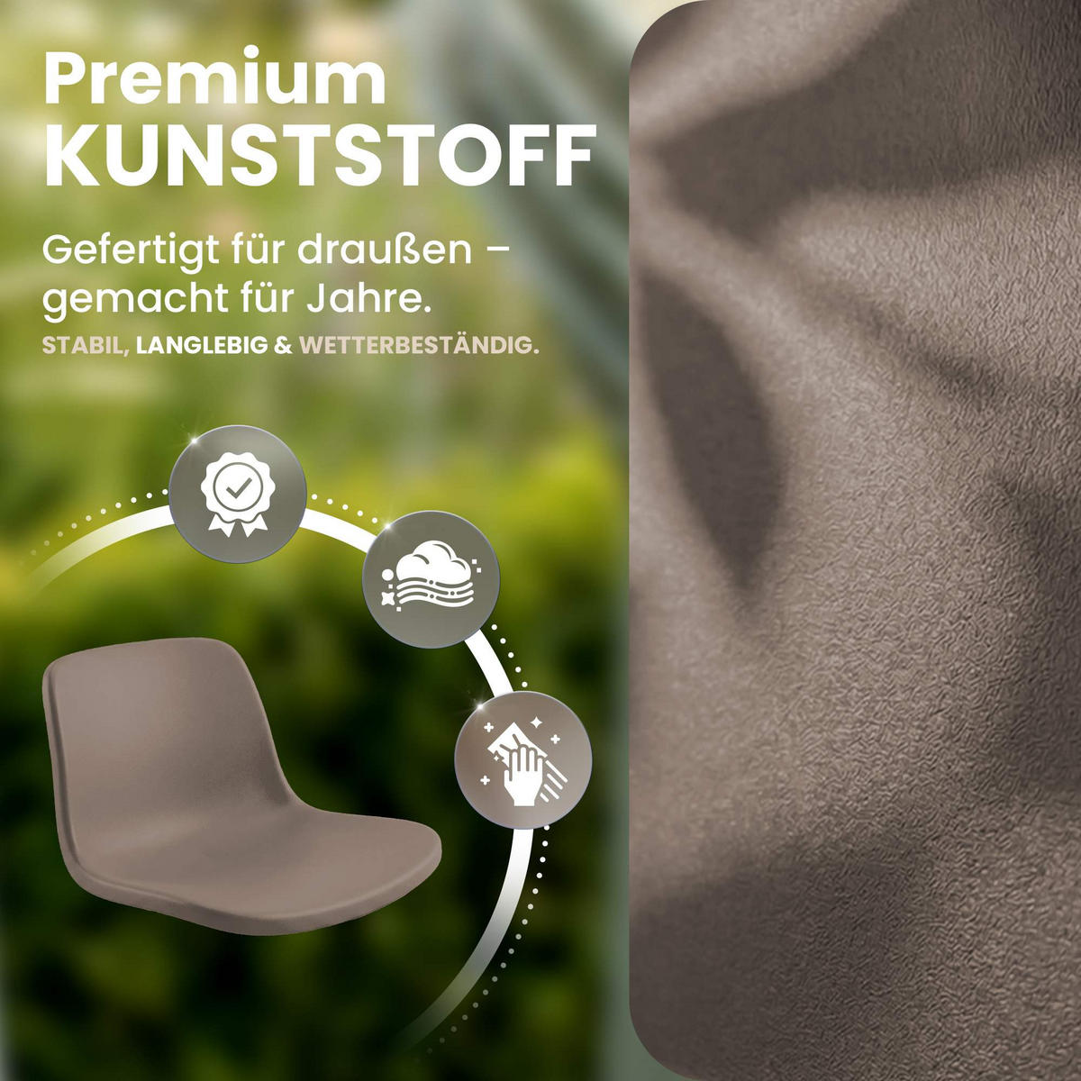 STUHL 2 Kunststoff Taupe - Taupe, Kunststoff/Metall (58/80/54cm) - CLP