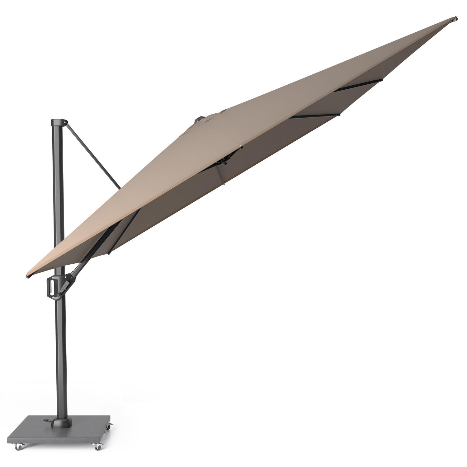 AMPELSCHIRM rechteckig 4 x 3 m Challenger T¹ Premium 360° kippbar braun/anthrazit - Braun, Metall (300/400cm) - Platinum