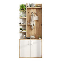 FLURGARDEROBE 75/33/180 cm mit Schuhablage und Schrank in Natur/Weiß - Naturfarben, Holzwerkstoff (75/180/33cm) - BEAOK