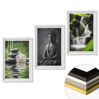 WANDBILDER 3er-Set - 40x60 cm Weißer Rahmen - Entspannende Zen-Wassermalerei - Weiß, Kunststoff (40/60cm) - ArtPrintCave