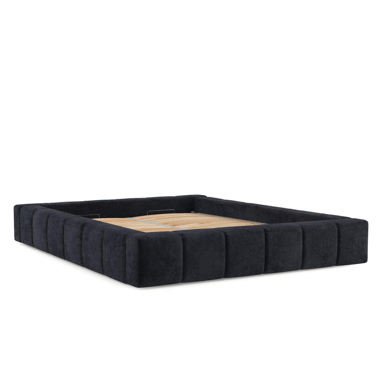 POLSTERBETT Kea mit Stauraum 160/200 cm Schwarz im Terra NW Stoff - Schwarz/Naturfarben, Holz/Holzwerkstoff (160/200cm) - AltaBeds