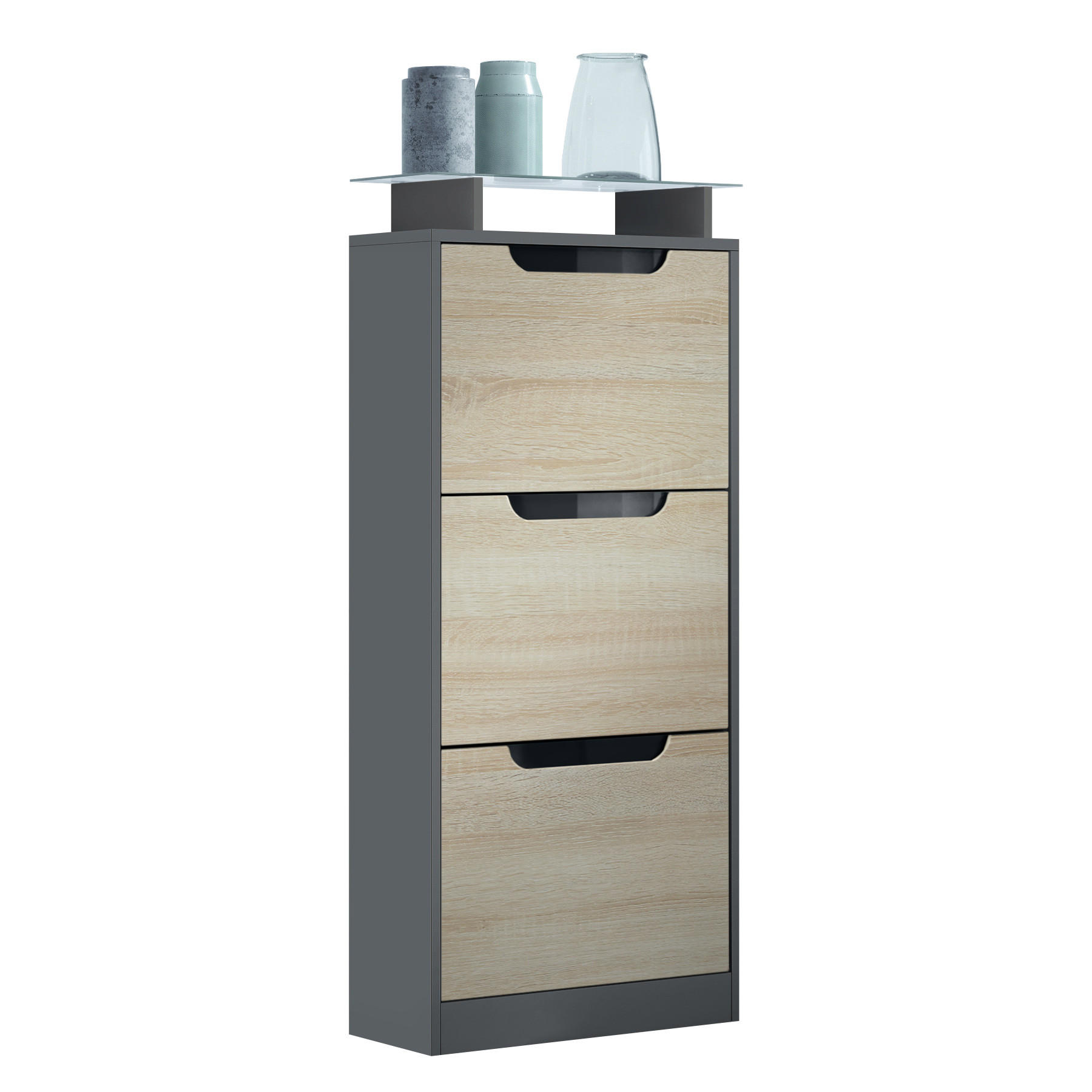 Vladon Schuhschrank Eiche San Remo 46x128x23 cm
