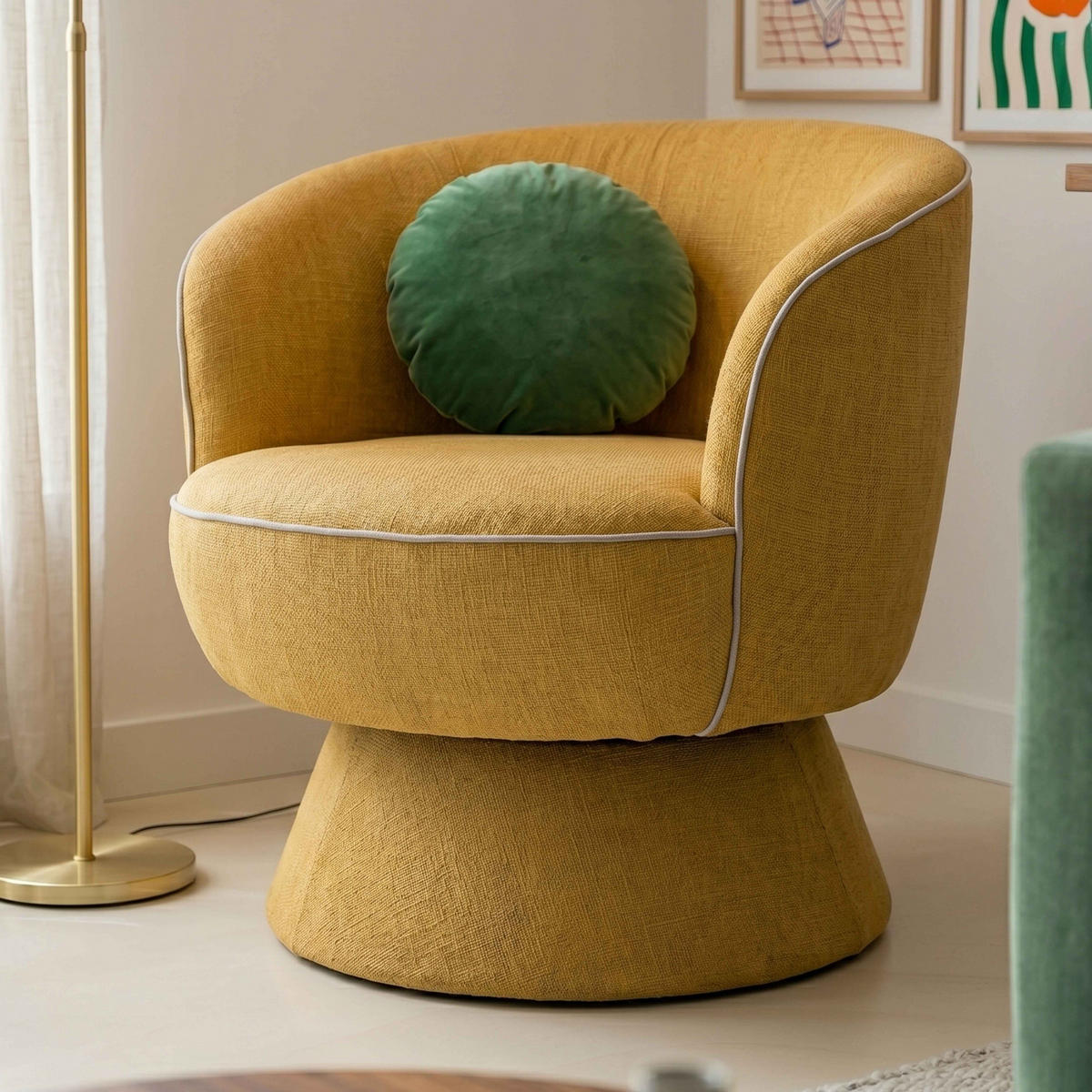 SESSEL, Gelb - Gelb, Holz/Textil (66/71/80cm) - Oviala