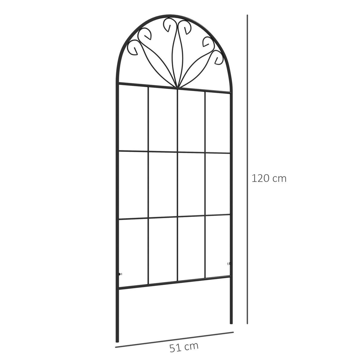 RANKGITTER DE-18323 2er-Set für Kletterpflanzen, 120 cm hoch Schwarz - Schwarz, Metall (1.1/120/51cm) - ComfortXL