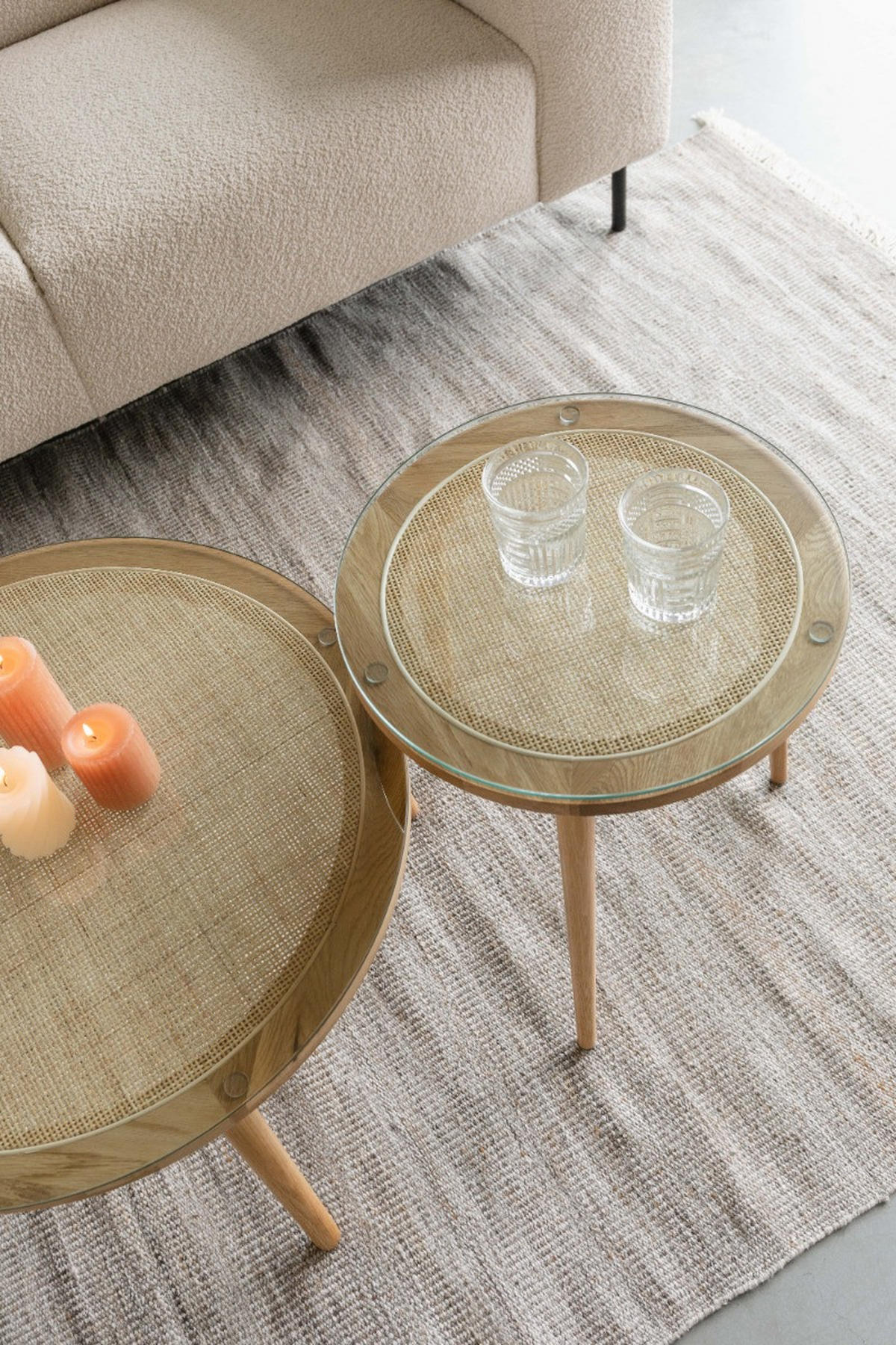 COUCHTISCH Haru Rund / 70x70 cm Naturfarben - Beige, Glas (70/70/38cm) - Housecraft Living