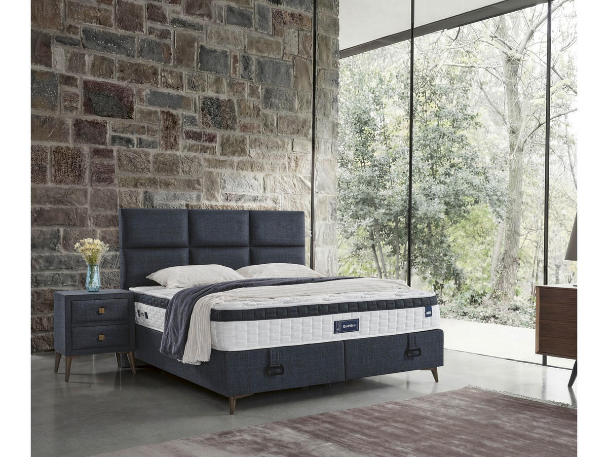 POLSTERBETTSET Quatro 140x200 Anthrazit - Anthrazit, Textil/Metall (140/200cm) - Villa Möbel