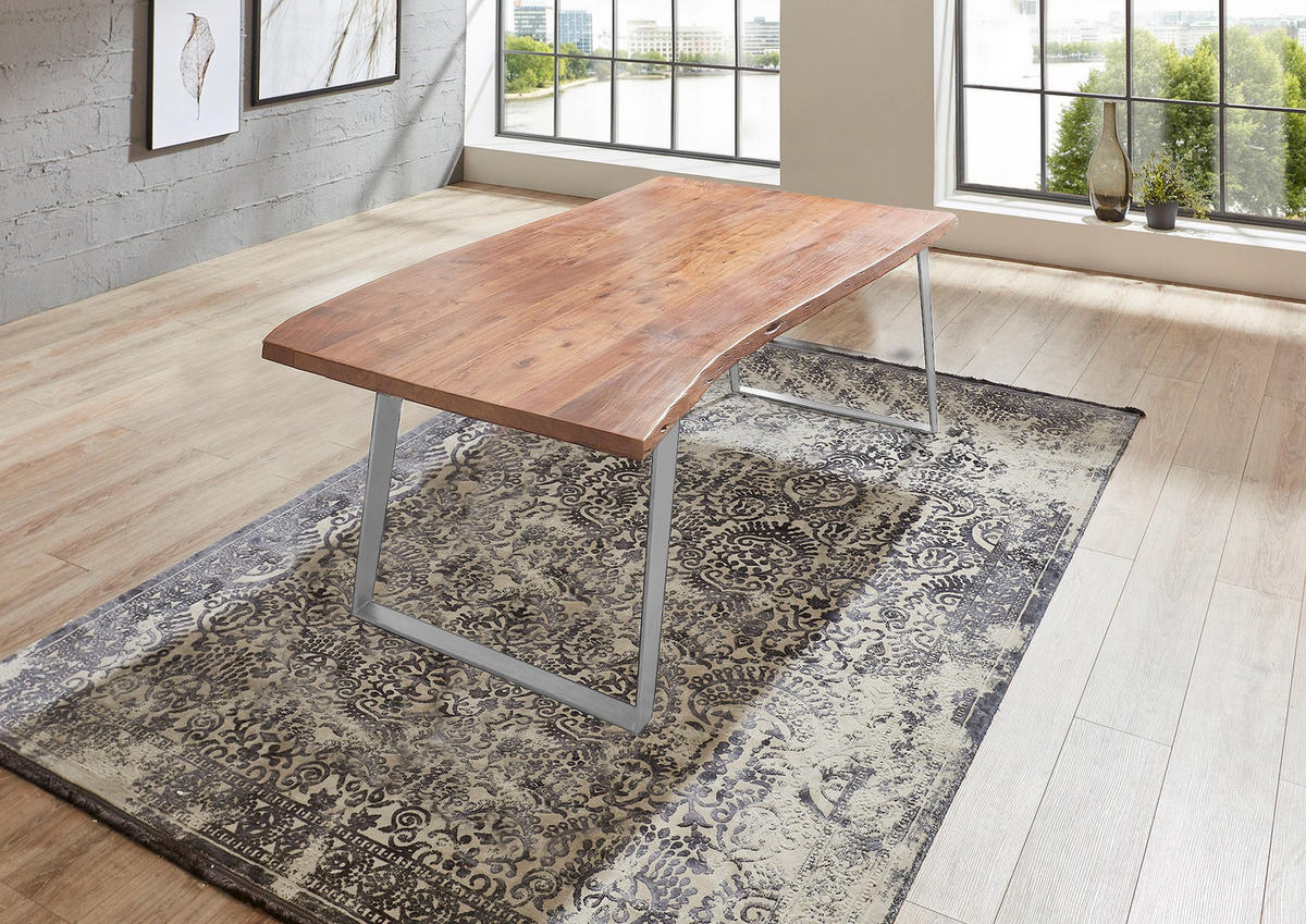 ESSTISCH HAVANNA - Beige/Silberfarben, Holz/Metall (80/140/77cm) - SAM