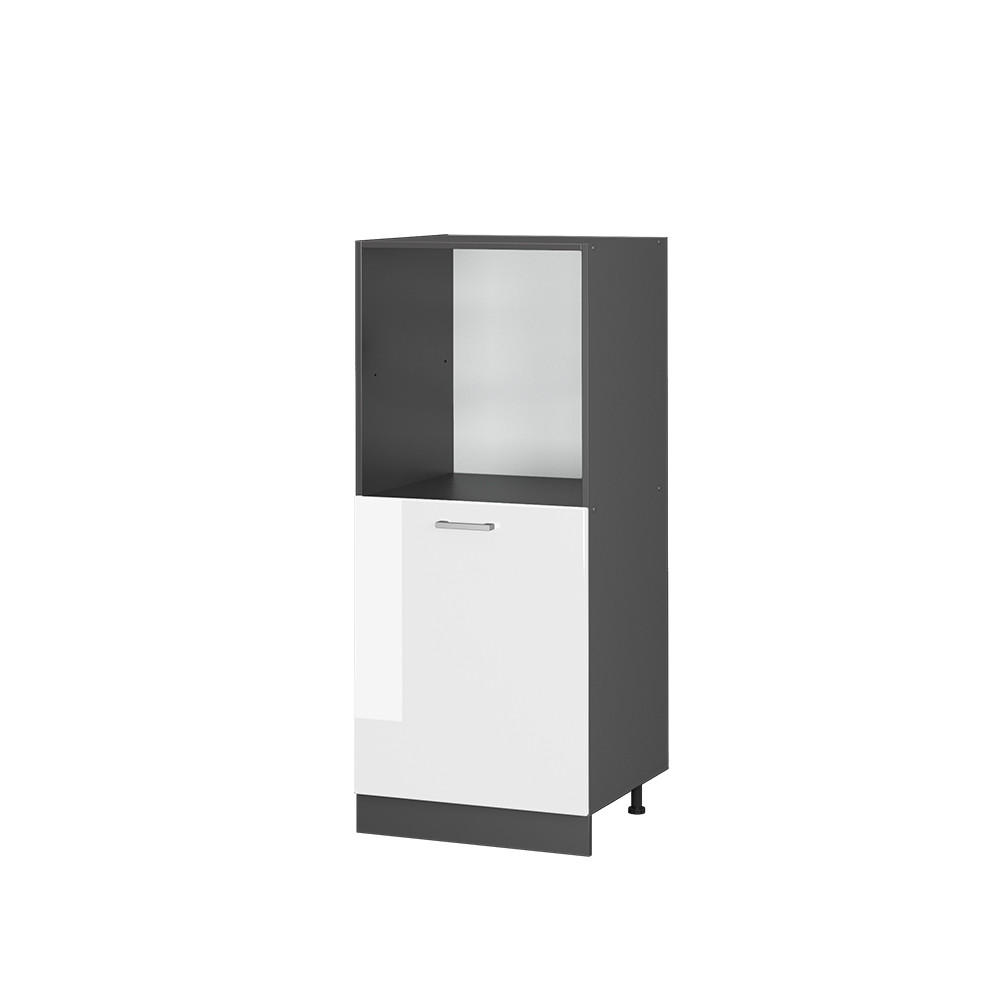 HERDUMBAUSCHRANK R-Line Weiß Hochglanz 60 cm - Weiß Hochglanz/Anthrazit, Holzwerkstoff (60/143/57cm) - Vicco