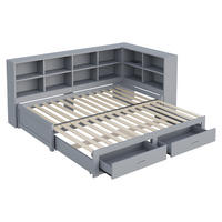 JUGENDBETT 90/180x190cm mit Ausziehbett，Grau - Grau, Holz (90/190cm) - KOMHTOM