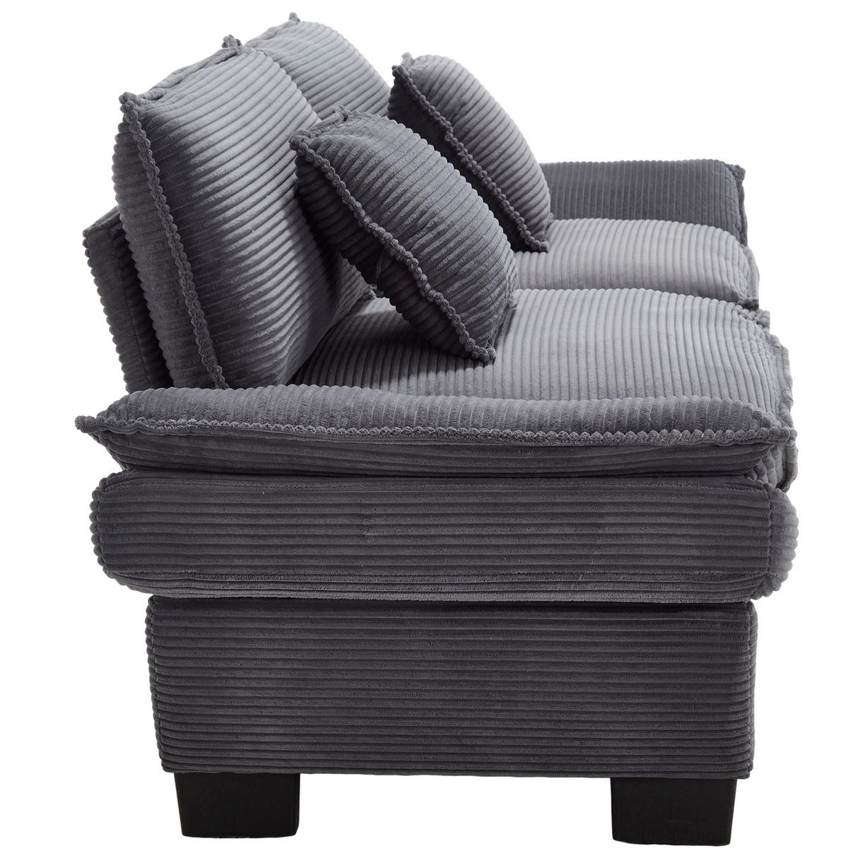 2-SITZER 224/81/81 cm dunkelgrau aus Samt mit ultratiefem Sitz - Dunkelgrau, Textil (81/81/224cm) - OKMYHOME