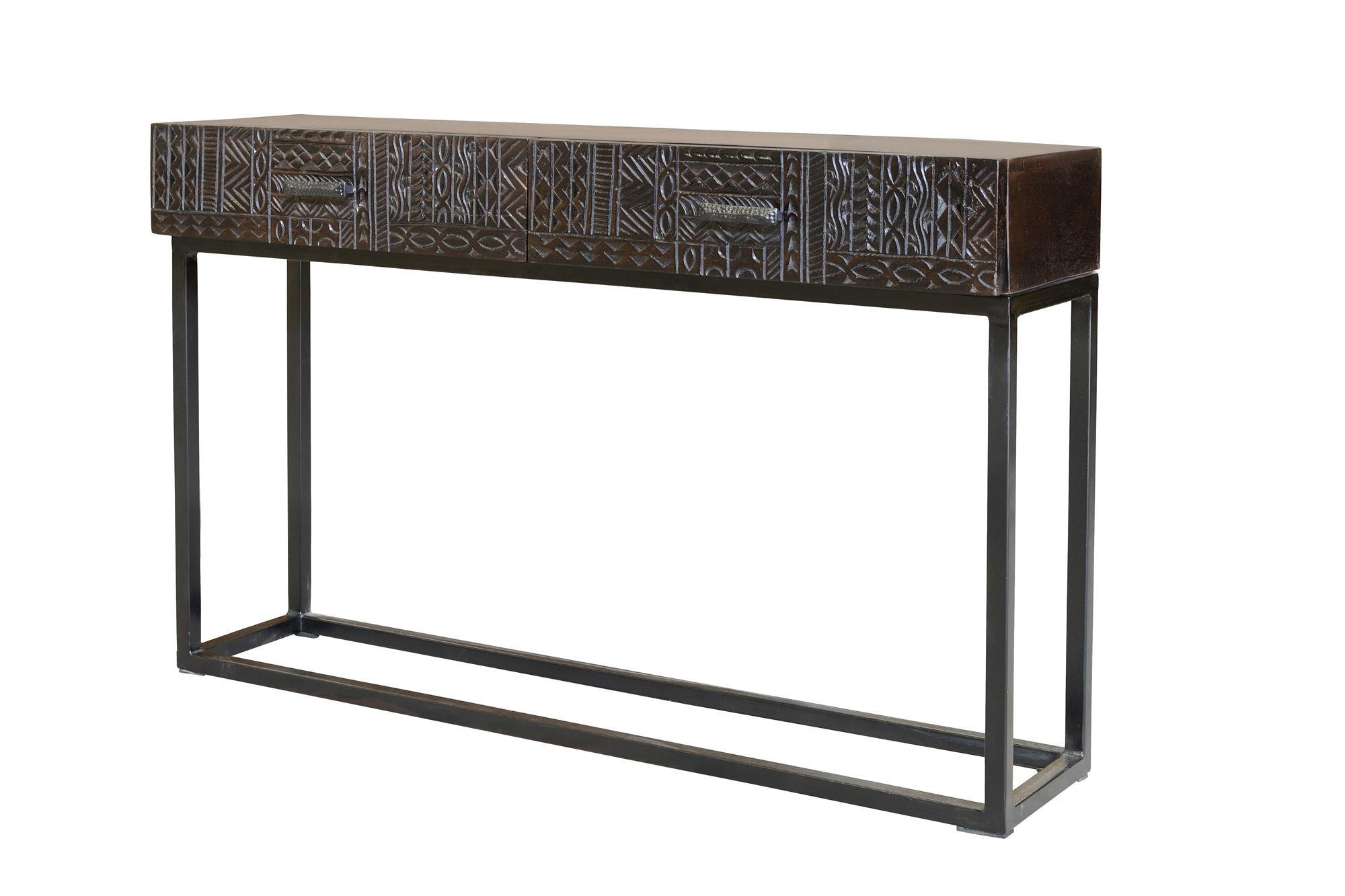KONSOLE aus Mangoholz und mit Metallbeinen - Dunkelbraun, Holz (120/76/30cm) - Giner y Colomer
