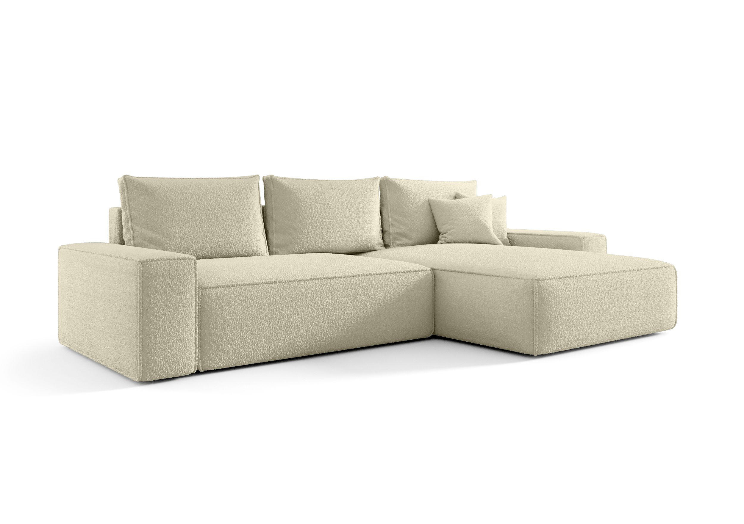 ECKSOFA MONA mit Schlaffunktion QUELLE 02 Rechts - Ecru, Textil (280/185cm) - Bedante