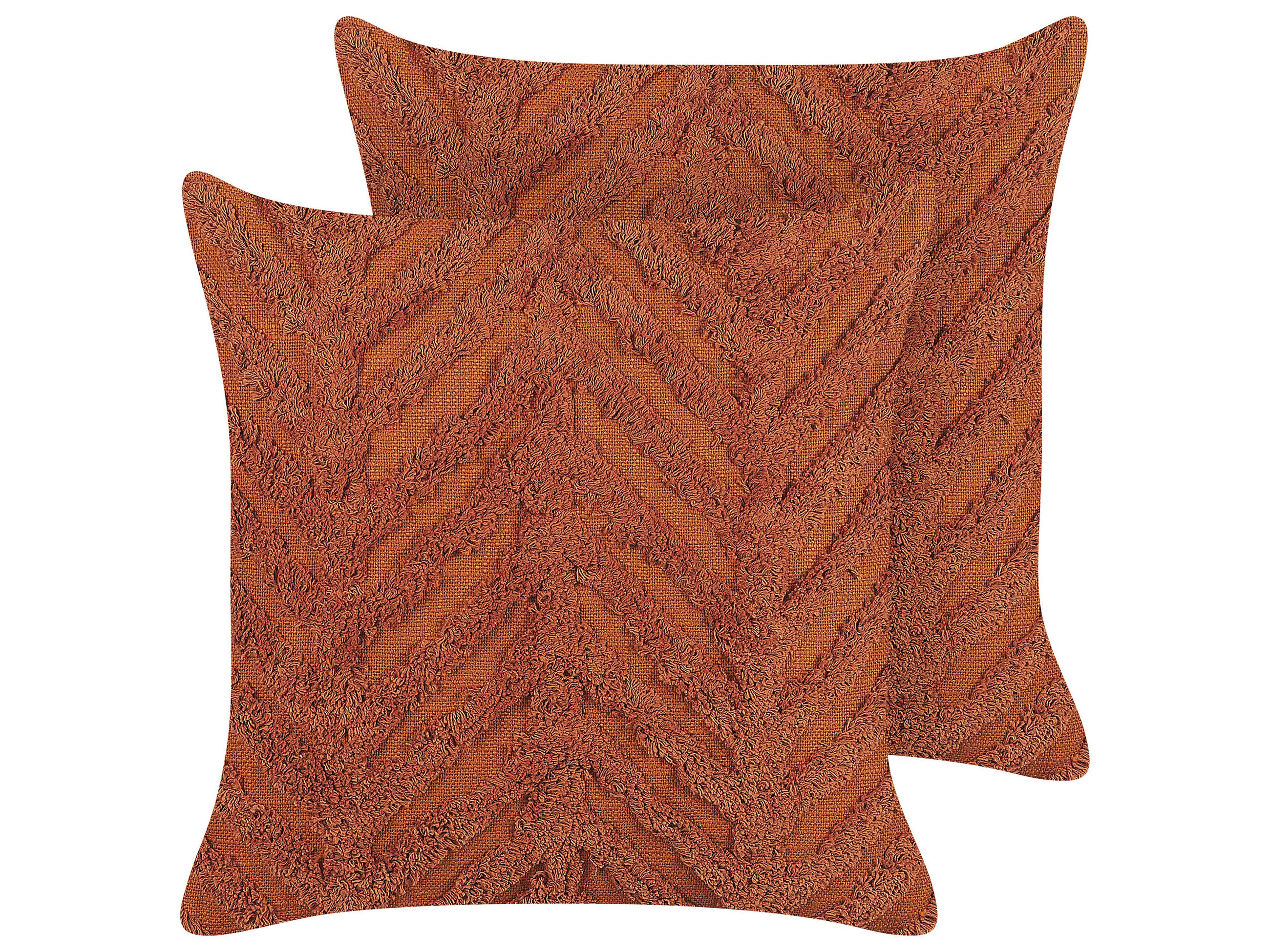 DEKOKISSEN 2er-Set Orange 45/45 cm Lewisia - Orange, Naturmaterialien/Textil (45/45cm) - Beliani