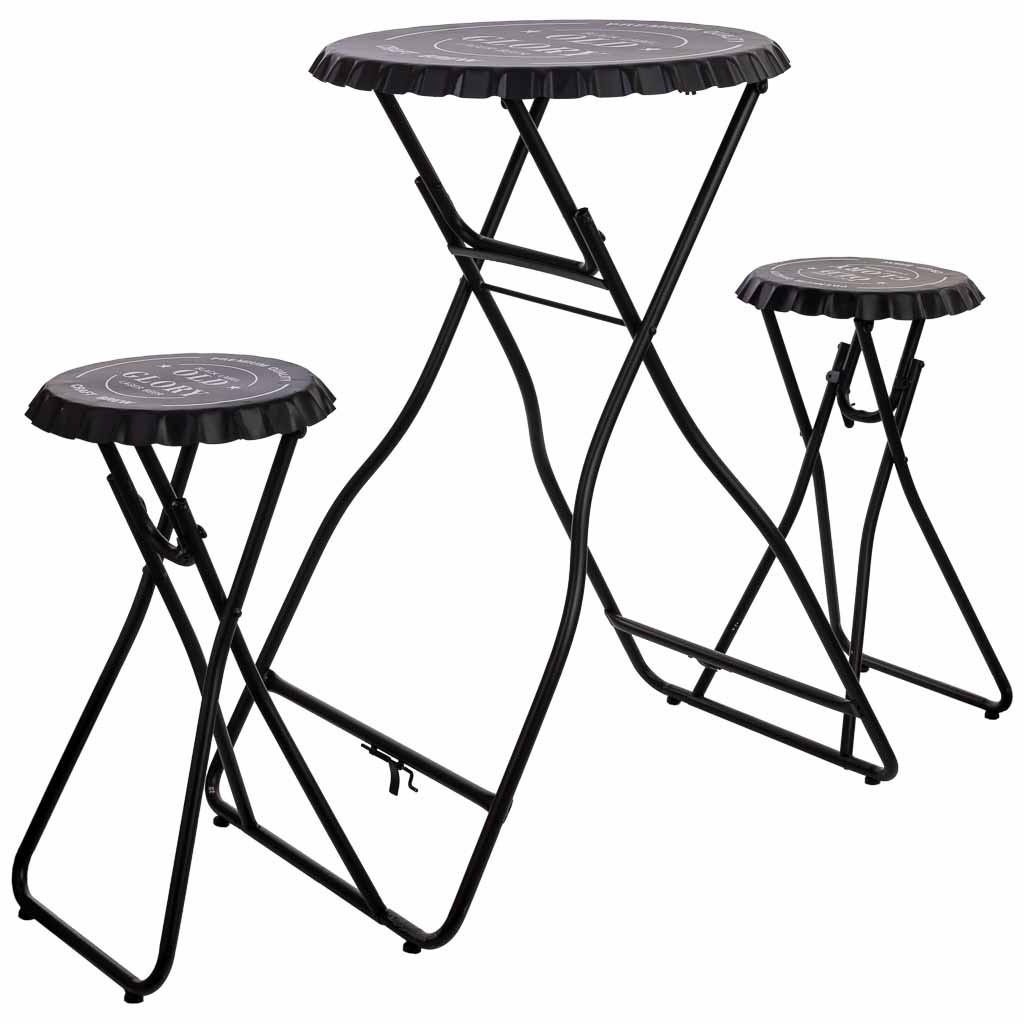 BALKONSET aus Metall, 148x60x102cm, 3-tlg. - Schwarz, Metall - Wanderlust