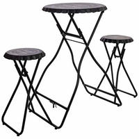 BALKONSET aus Metall, 148x60x102cm, 3-tlg. - Schwarz, Metall - Wanderlust