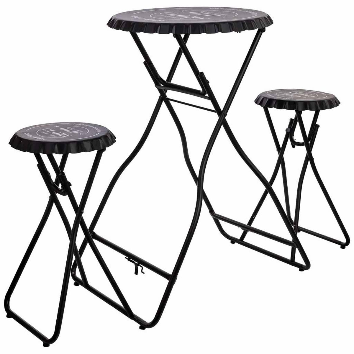 BALKONSET aus Metall, 148x60x102cm, 3-tlg. - Schwarz, Metall - Wanderlust