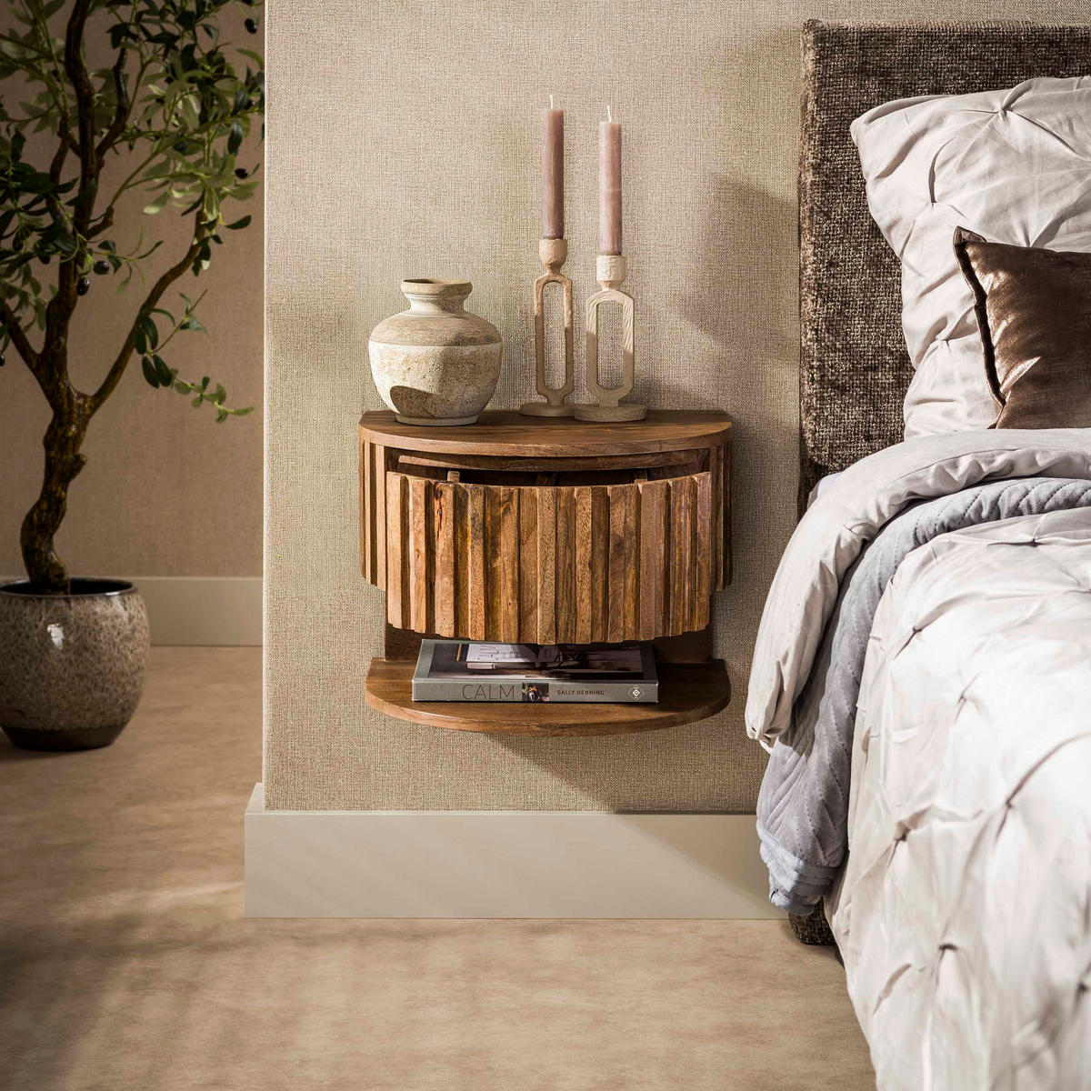 NACHTTISCH Shelve Beige 35/40/30 cm - Beige, Holz (40/30/35cm) - Hoyz Collection