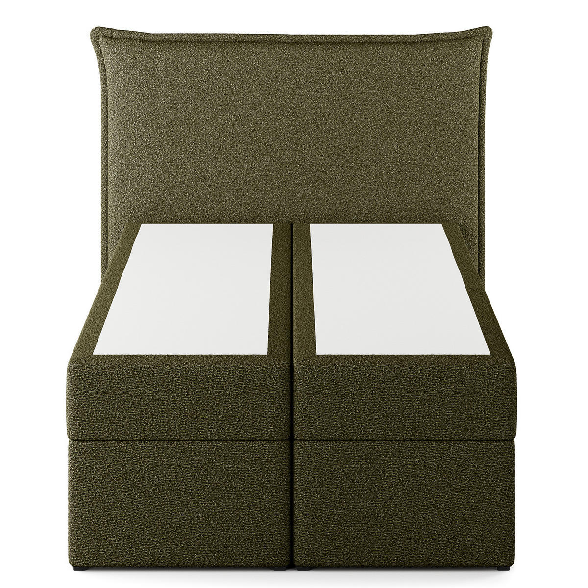 BOXBETT mit Stauraum - Bouclé - Olivgrün, Holzwerkstoff/Textil (120/200cm) - home24