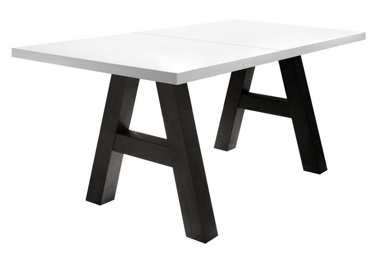 ESSTISCH ausziehbar Elia 7 160 x 90 x 75 Esszimmertisch Schwarzstahl/Weiß Matt Lack - Weiß, Holz (160/90/75cm) - 58aufmkessel