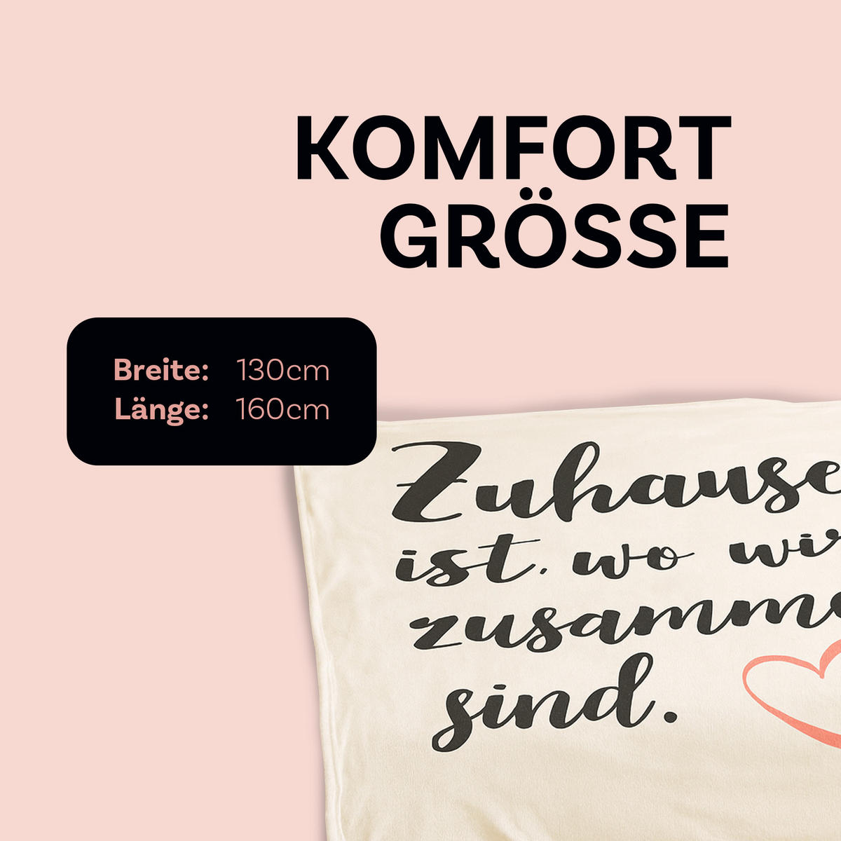 KUSCHELDECKE mit Spruch - 130x160cm Weiß - Weiß, Textil (130/160cm) - Bestlivings