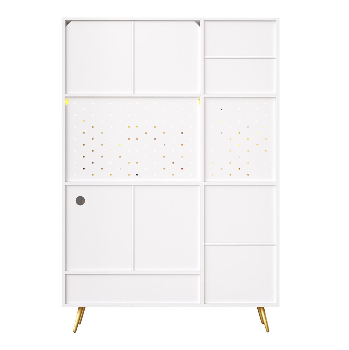 KÜCHENSCHRANK mit LED und Steckdosen 120 x 40 x 176 cm MDF Glas Weiß - Weiß, Glas (40/176/120cm) - Meubliv