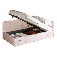 STAURRAUMBETT 90/200 cm DE-03030, mit Sofafunktion, USB und Stautaschen, in Rosa - Pink, Metall (90/200cm) - ComfortXL