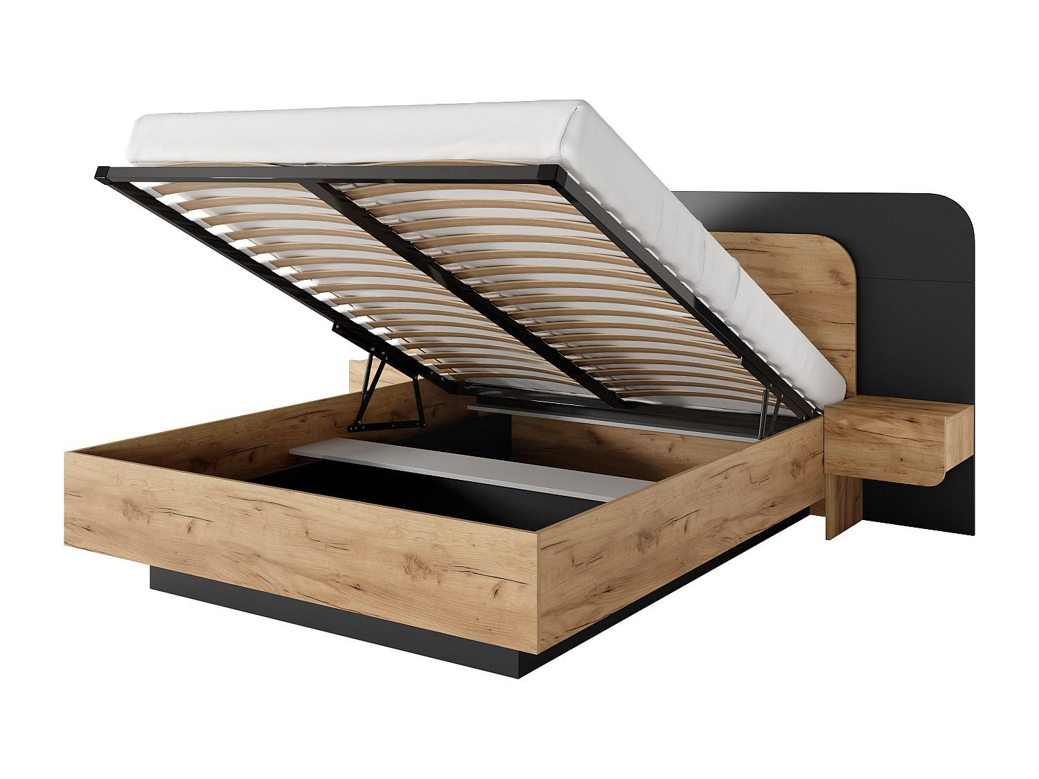BETT mit Bettkasten - 2 Personen - holz - anthrazitgrau, naturfarben hell Desado - Anthrazit/Naturfarben, Holz (160/200cm) - Vente-Unique