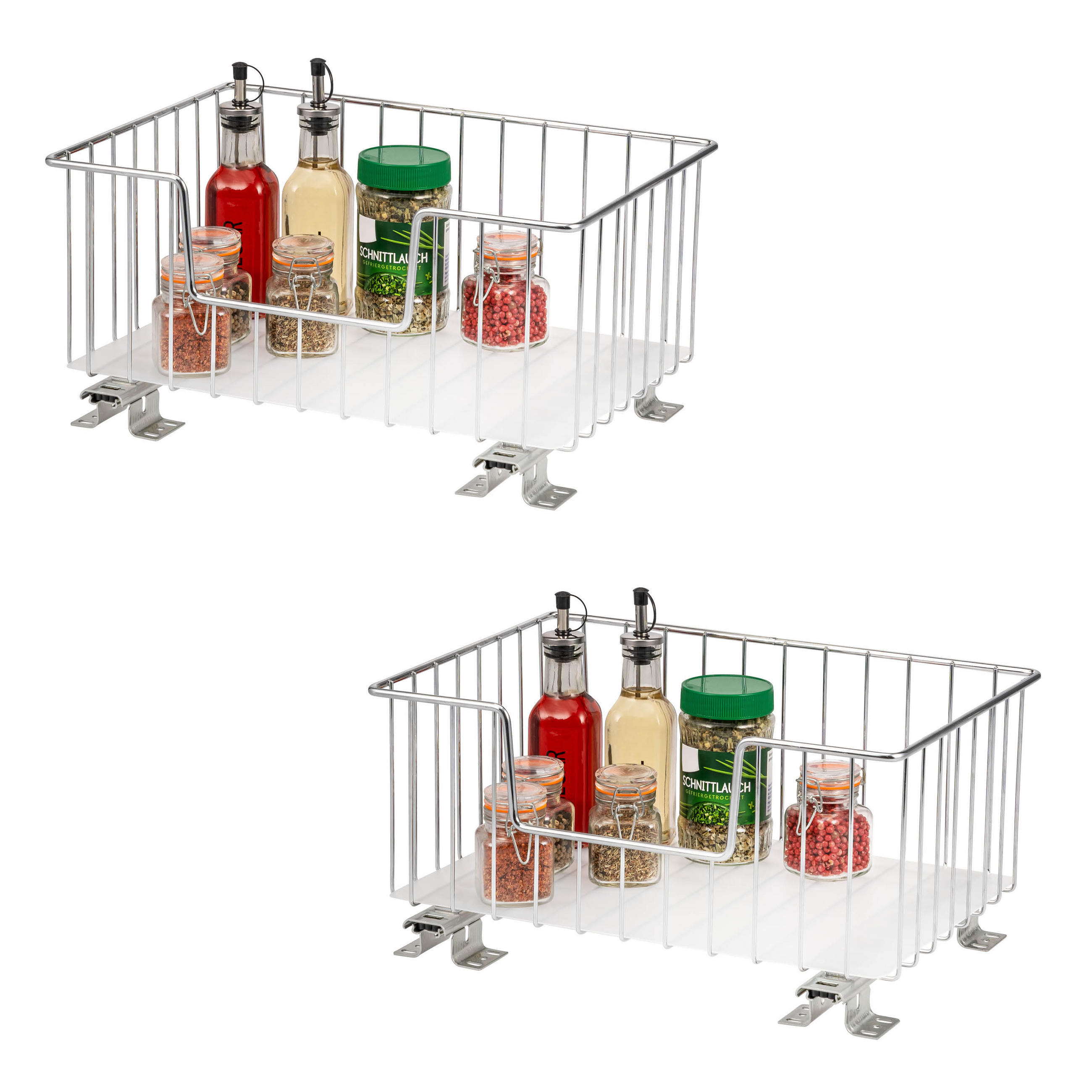 KORBAUSZUG (2er Set), 40 cm Breite, für Oberschränke, Chrom - Silberfarben, Metall (40/20/28.5cm) - bremermann