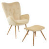 RELAXSESSELSET YORK Samt Bezug mit Hocker, Beige - Beige, Metall (67/100/48cm) - Albatros
