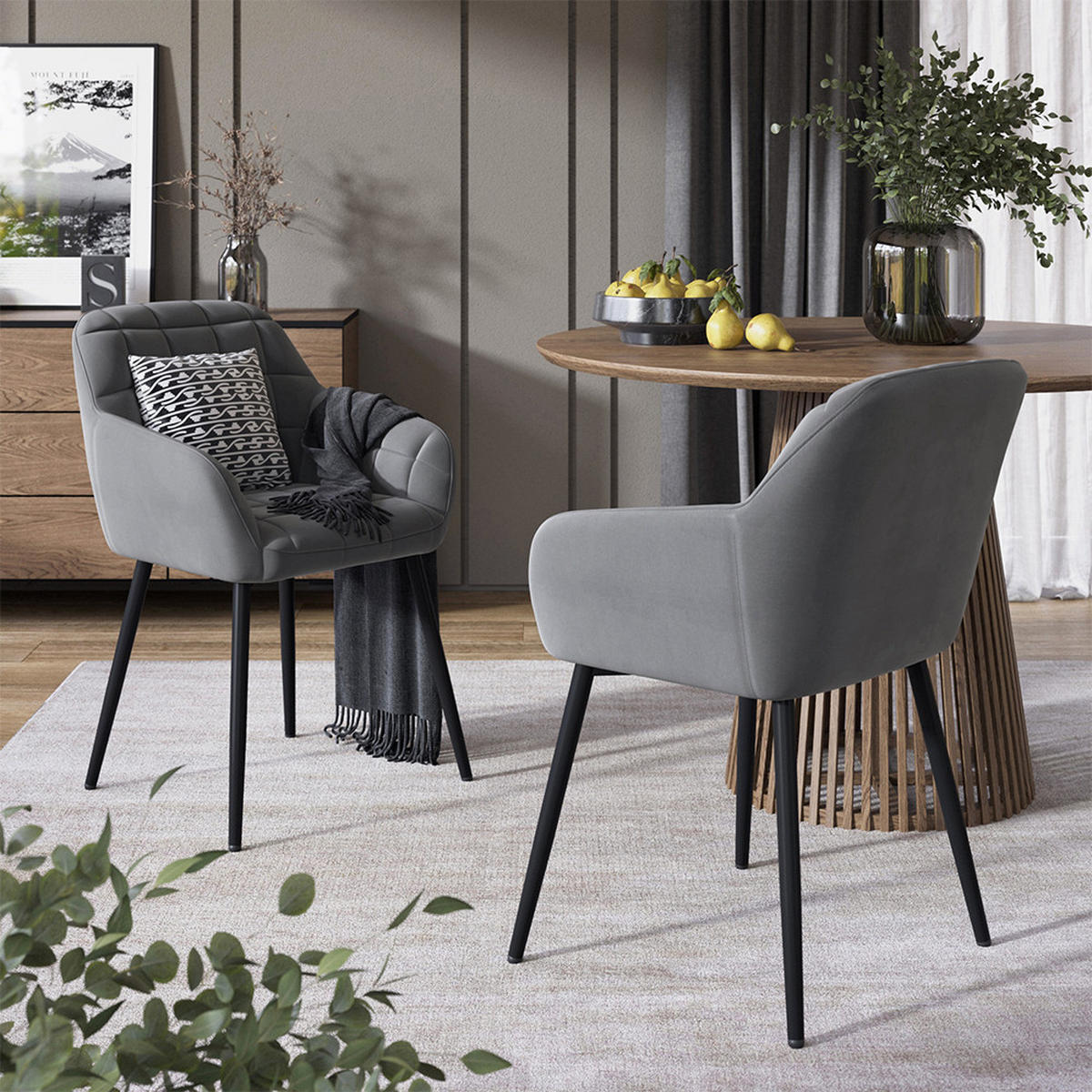 ESSZIMMERSTUHL Relio Grau 53.5 x 55.5 cm 2er-Set - Grau, Textil (53.5/79/55.5cm) - Vicco