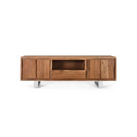 TV-SCHRANK aus natürlichem Akazienholz und silbernem Metall - Braun, Holz (170/56/40cm) - Giner y Colomer
