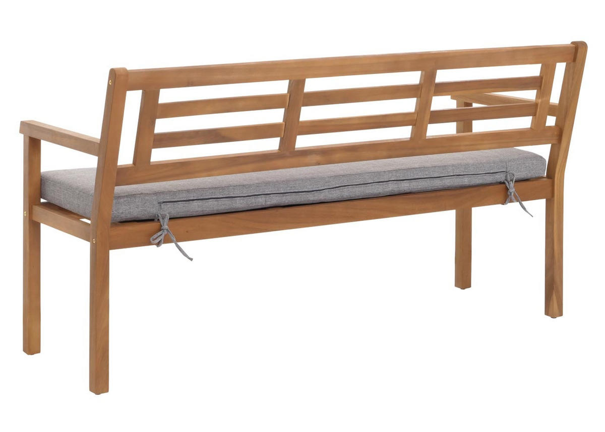 GARTENBANK 82x145x59cm Kissen Grau - Braun, Holz (145/82/59cm) - PROREGAL