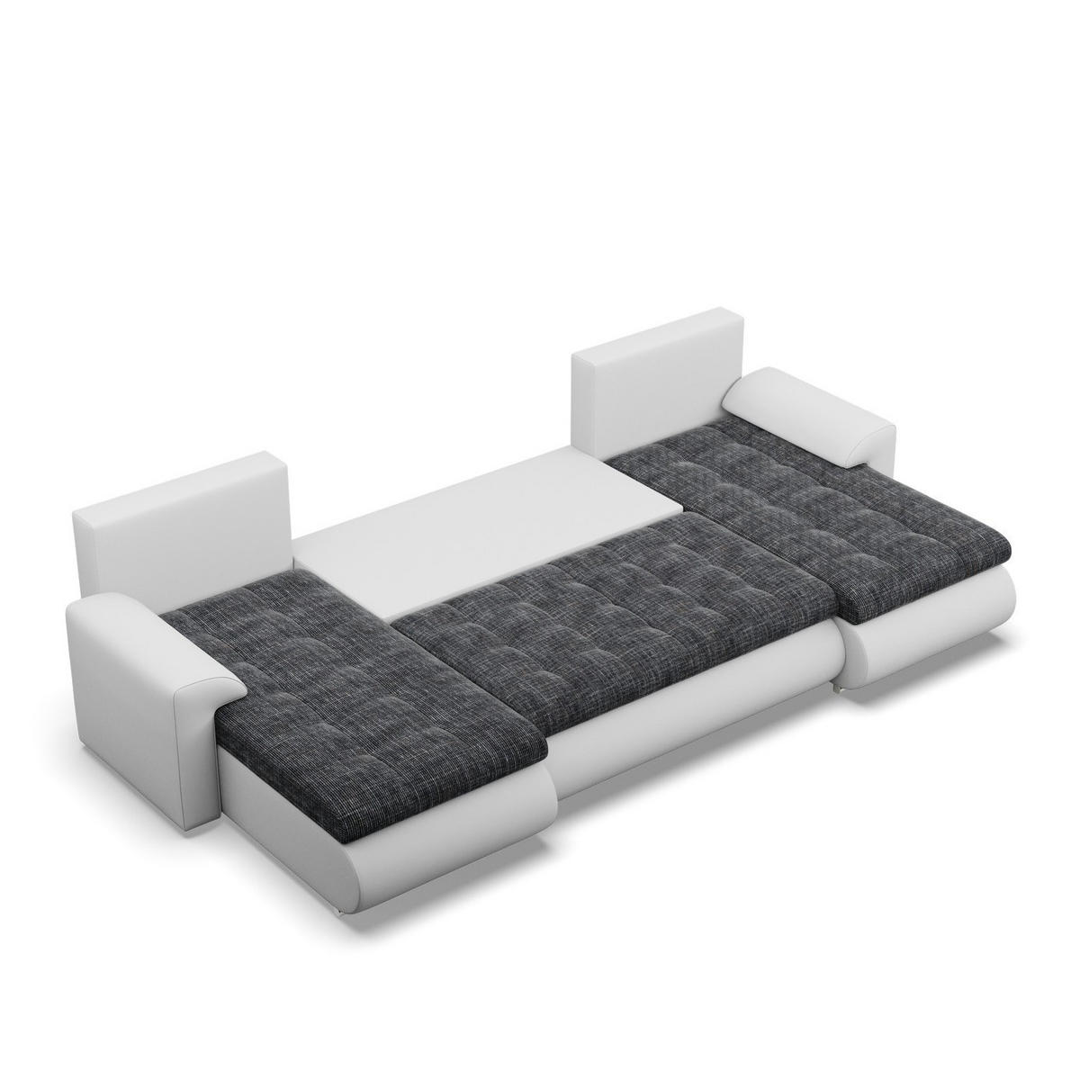U-SOFA MIT SCHLAFFUNKTION FORESTA, Schwarz + Grau - Schwarz/Grau, Textil (302/89/159cm)