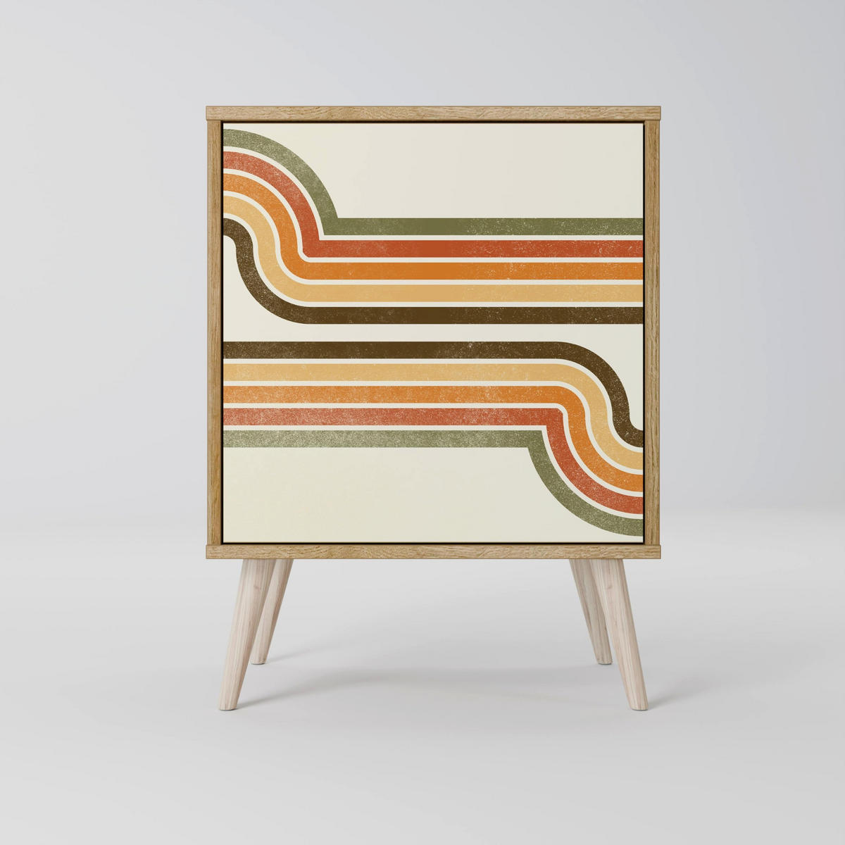 SIDEBOARD EXCEPTIONAL STREAM, Grau, 57,5x42x77,5 cm, Schräge Buchenholzfüße - Buchefarben/Multicolor, Holzwerkstoff/Buchenholz (57.5/77.5/42cm) - SpaceRebels